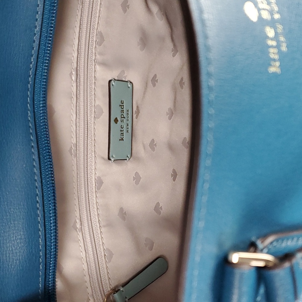 Kate Spade | Harper Peacock Blue Leather Tote Shoulder Bag - Picture 8 of 11